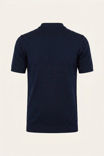 Zipper Polo Tee - Navy - Back