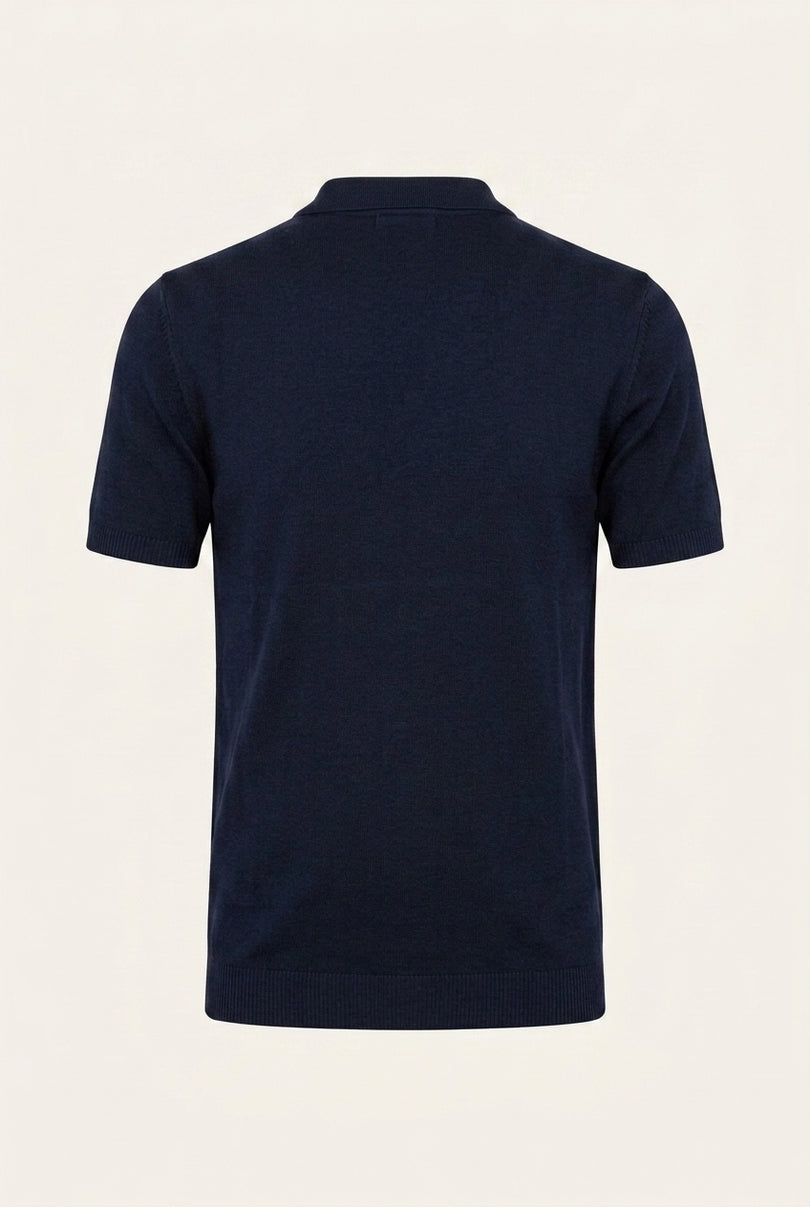 Zipper Polo Tee - Navy - Back