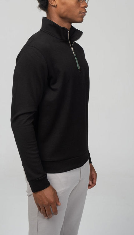 Zipper Up Jumper - Black - Ron Tomson