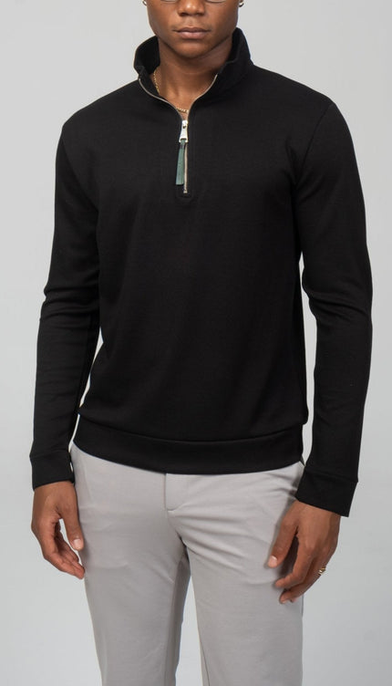 Zipper Up Jumper - Black - Ron Tomson