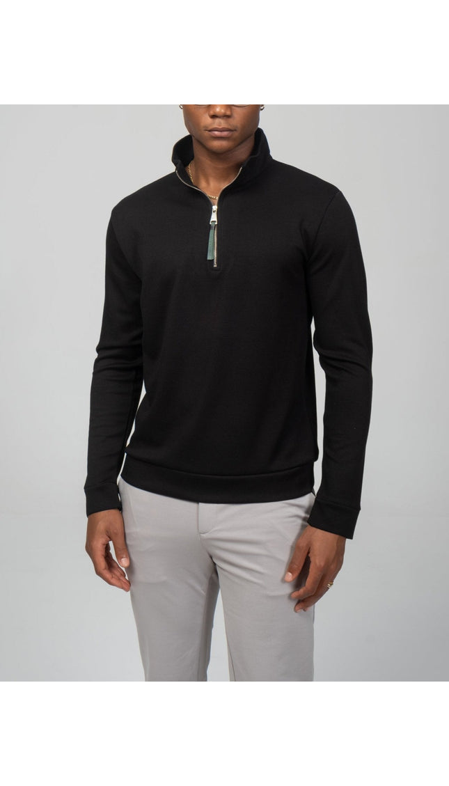 Zipper Up Jumper - Black - Ron Tomson