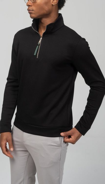 Zipper Up Jumper - Black - Ron Tomson