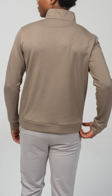 Zipper Up Jumper - Dark Beige - Ron Tomson