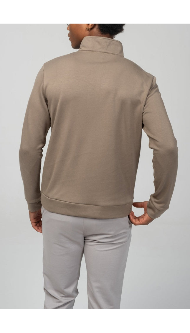 Zipper Up Jumper - Dark Beige - Ron Tomson