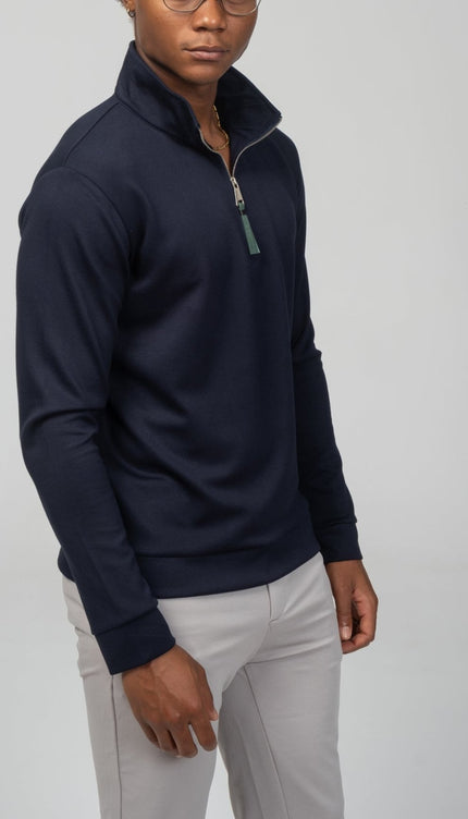 Zipper Up Jumper - Navy - Ron Tomson