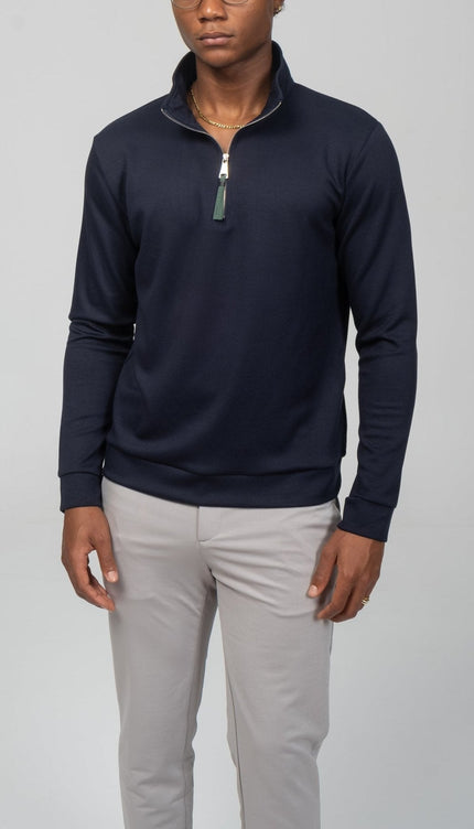 Zipper Up Jumper - Navy - Ron Tomson