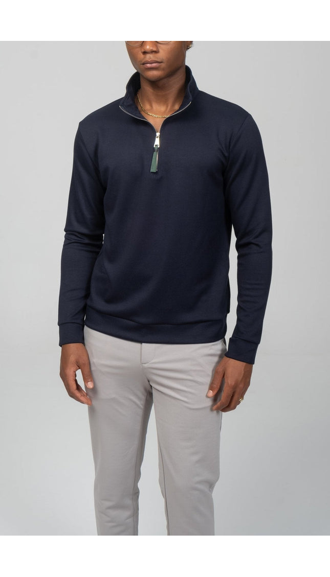 Zipper Up Jumper - Navy - Ron Tomson