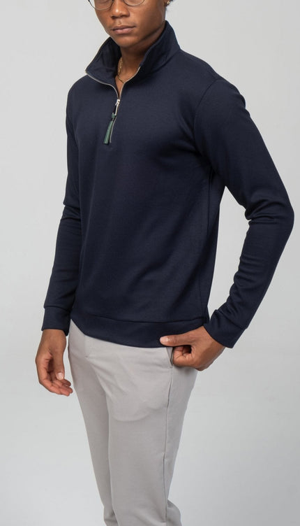 Zipper Up Jumper - Navy - Ron Tomson