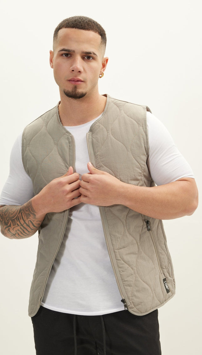 Zipper Up Spring Vest - Grey - Ron Tomson
