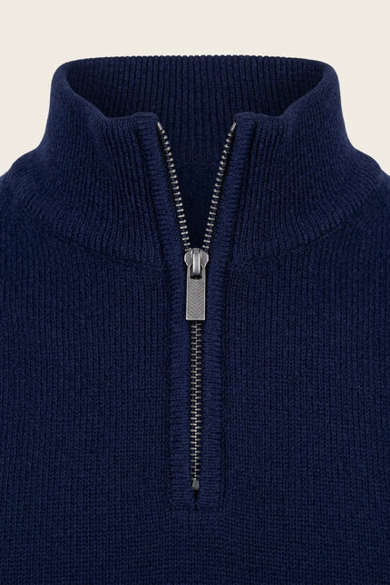 Zippered Mock-Neck Sweater Vest - Navy - Detail