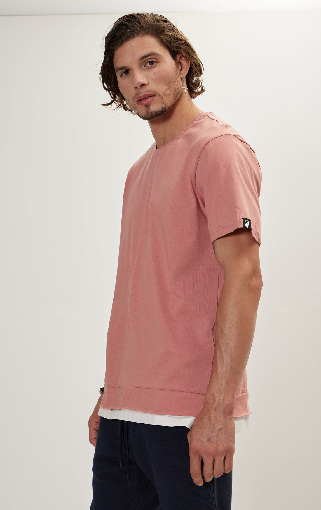 N° 8135 RT PURE COTTON SCOOP NECK TEE - ROSE