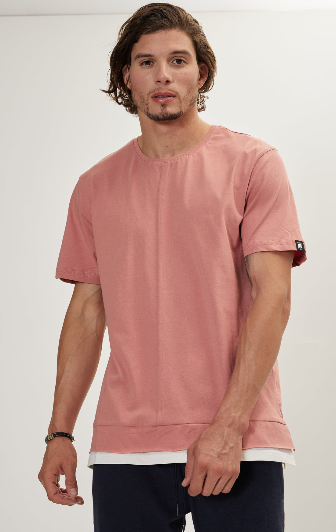 N° 8135 RT PURE COTTON SCOOP NECK TEE - ROSE