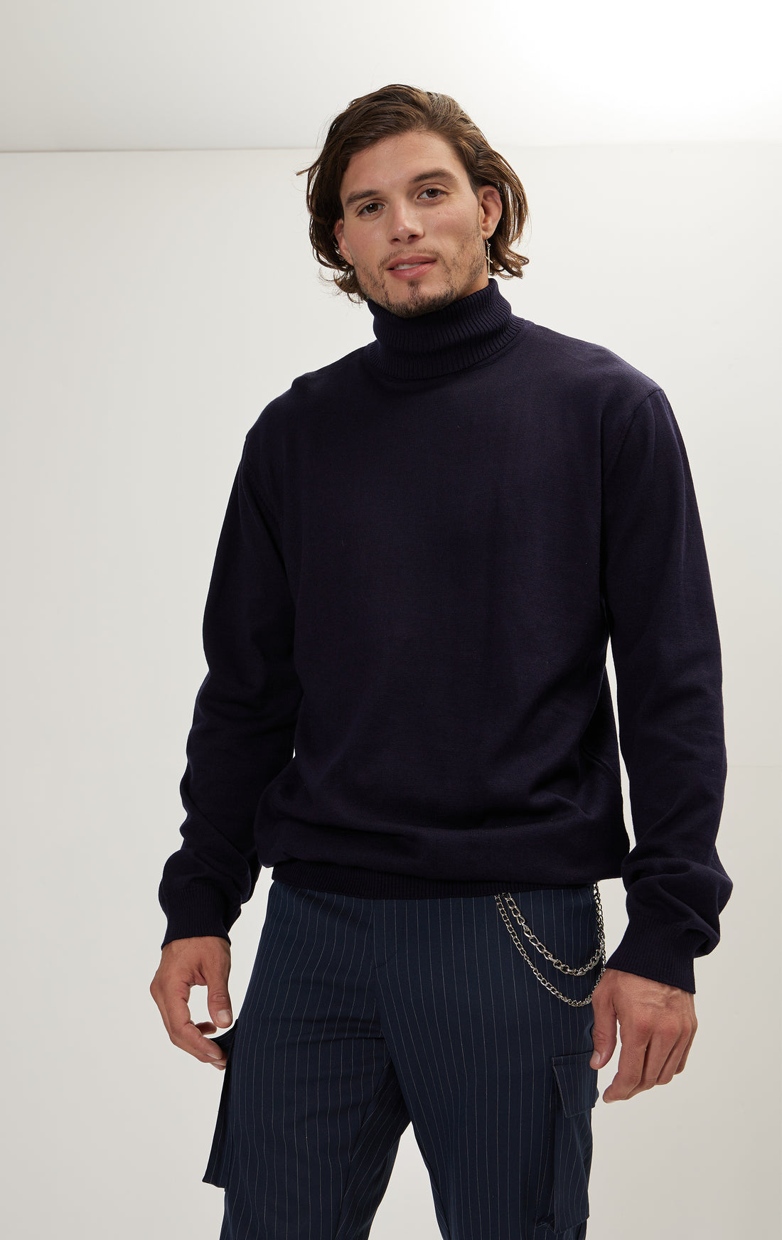 Rollneck Knit Sweater - Navy