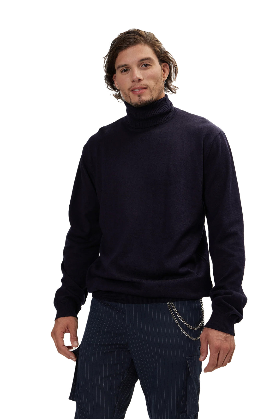 Rollneck Knit Sweater - Navy