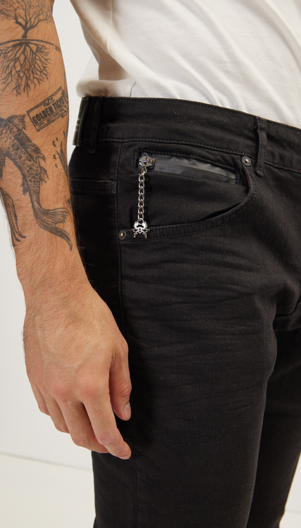 RT Inner Red Skinny Denim - Schwarz gewaschen