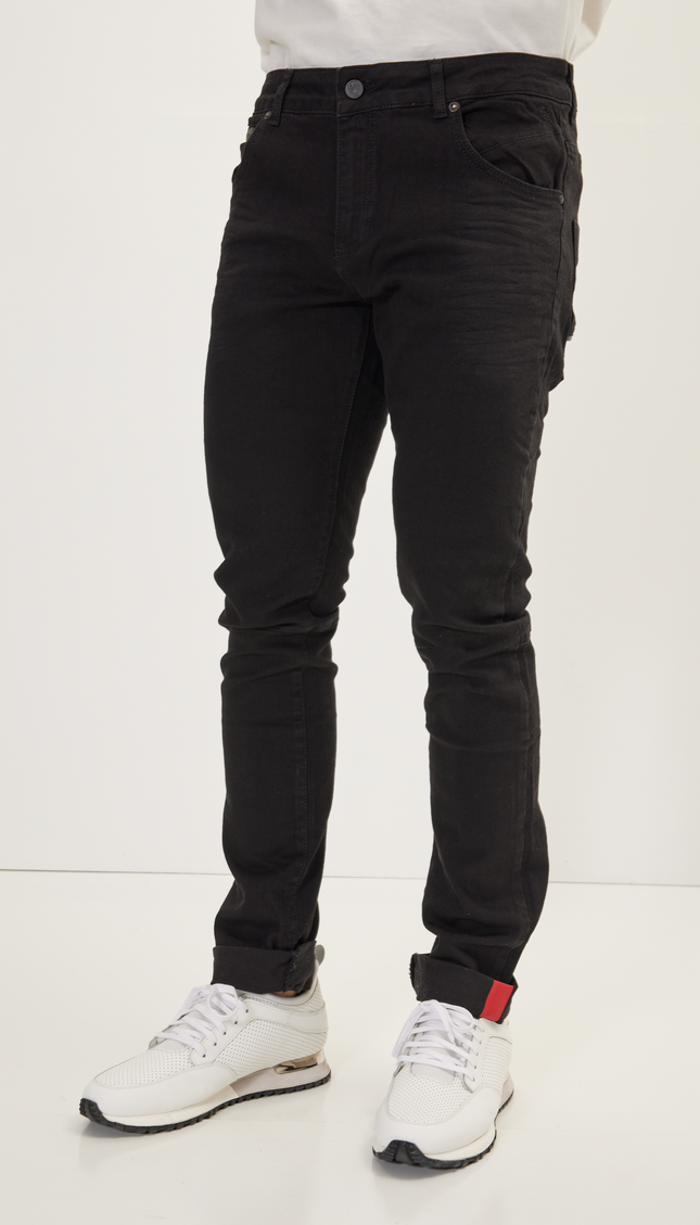 RT interno rosso magro denim - lavato nero