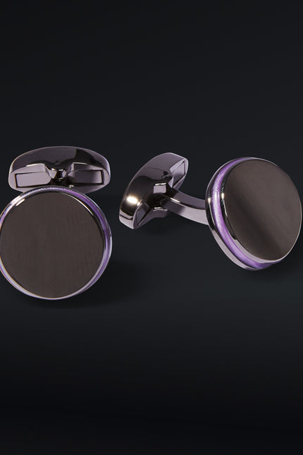 Violet and Gunmetal Stainless Steel Cufflinks - Ron Tomson
