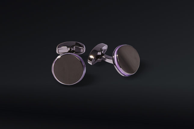 Violet and Gunmetal Stainless Steel Cufflinks - Ron Tomson