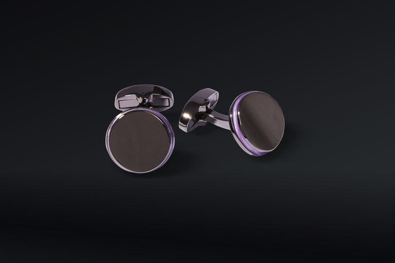 Violet and Gunmetal Stainless Steel Cufflinks - Ron Tomson