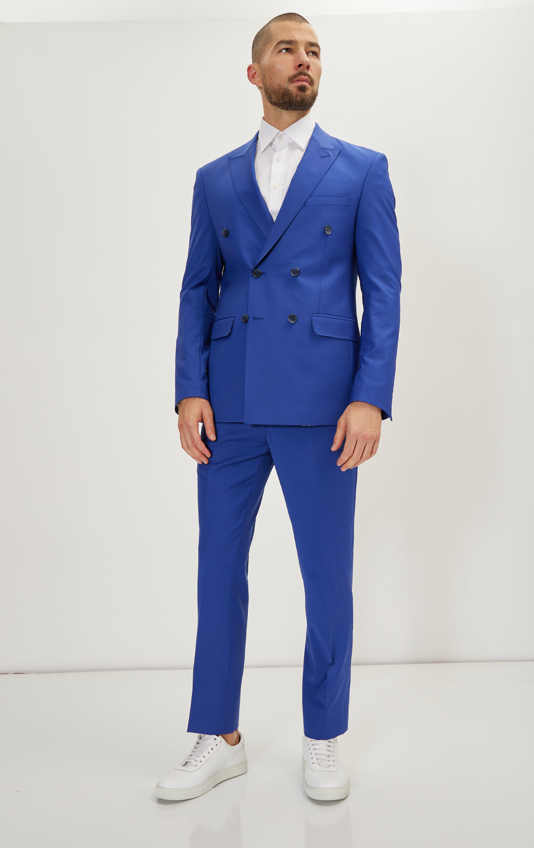 N° R206 SUPER 120S MERINO WOOL DOUBLE BREASTED SUIT - REFLEX BLUE