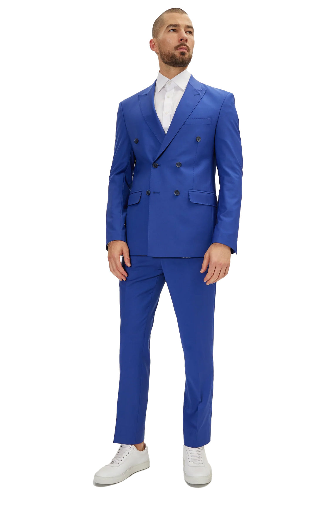 N° R206 SUPER 120S MERINO WOOL DOUBLE BREASTED SUIT - REFLEX BLUE