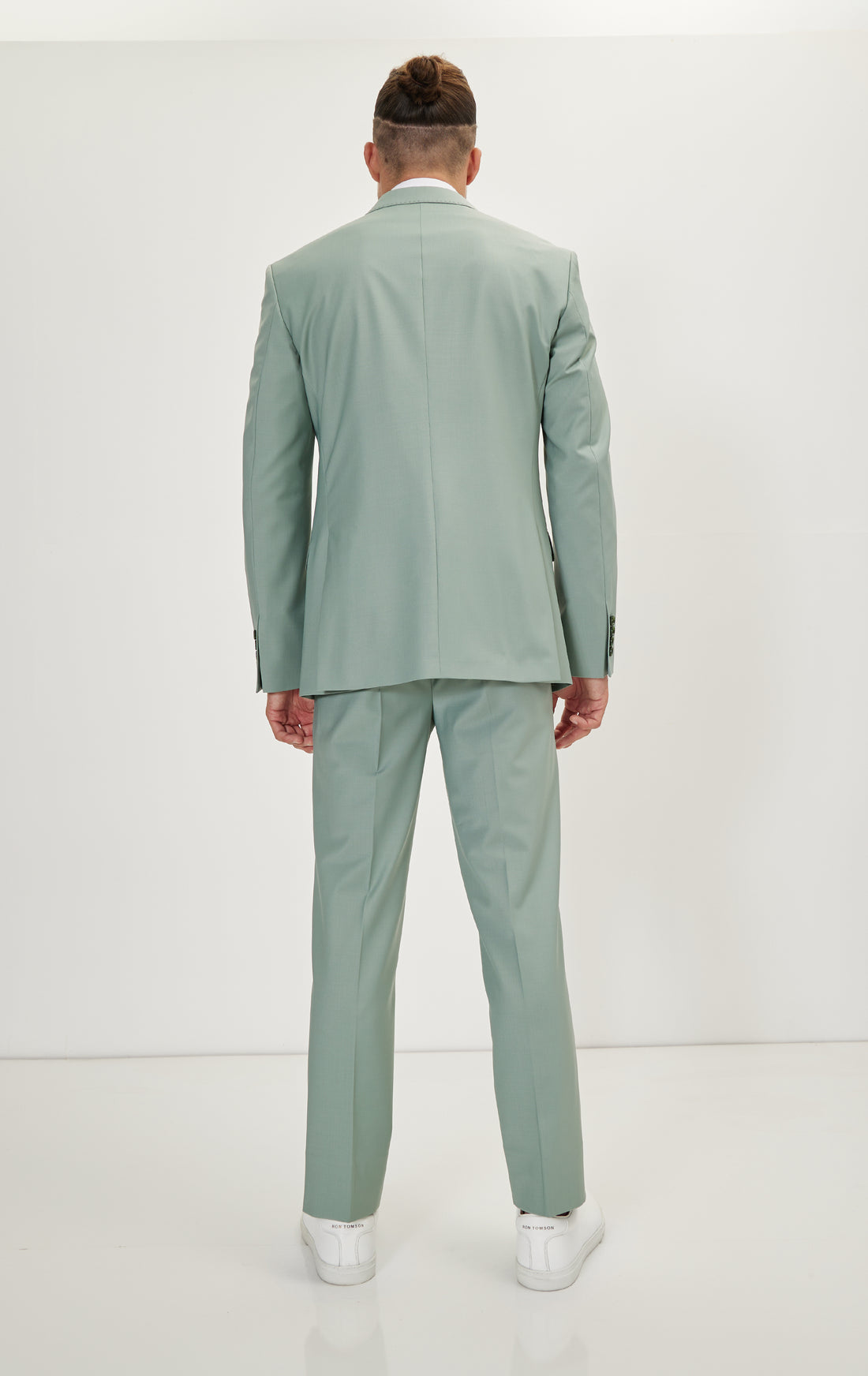 Super 120S Merino Wool Double Breasted Suit - Sage Green