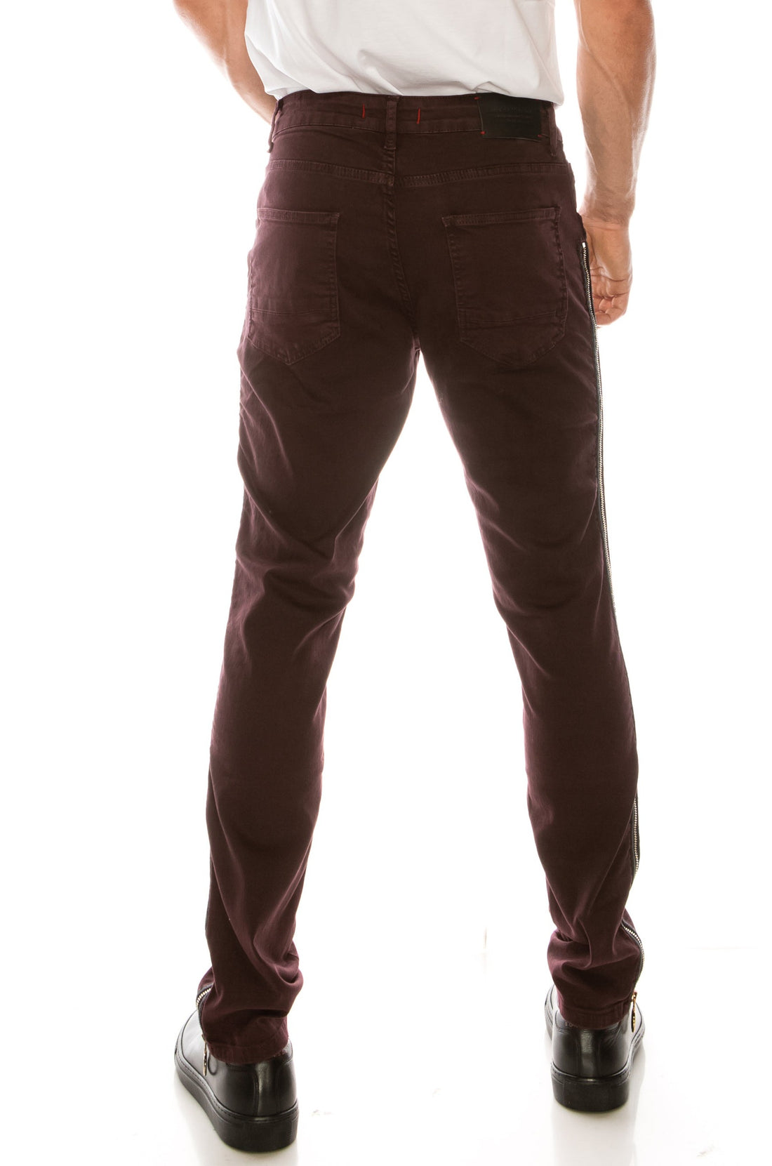 Rt Zip Track Slim Fit Jeans - Red - Ron Tomson