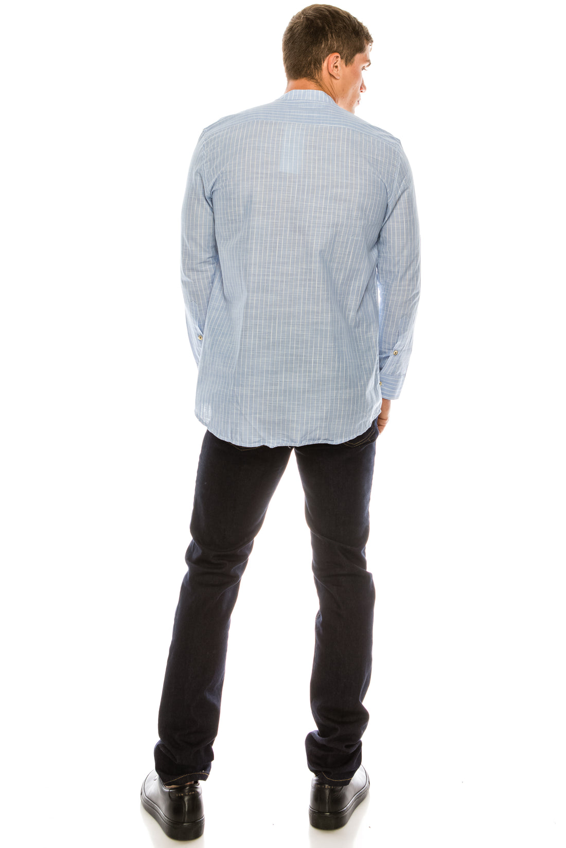 General Striped Cotton Shirt - BLUE - Ron Tomson