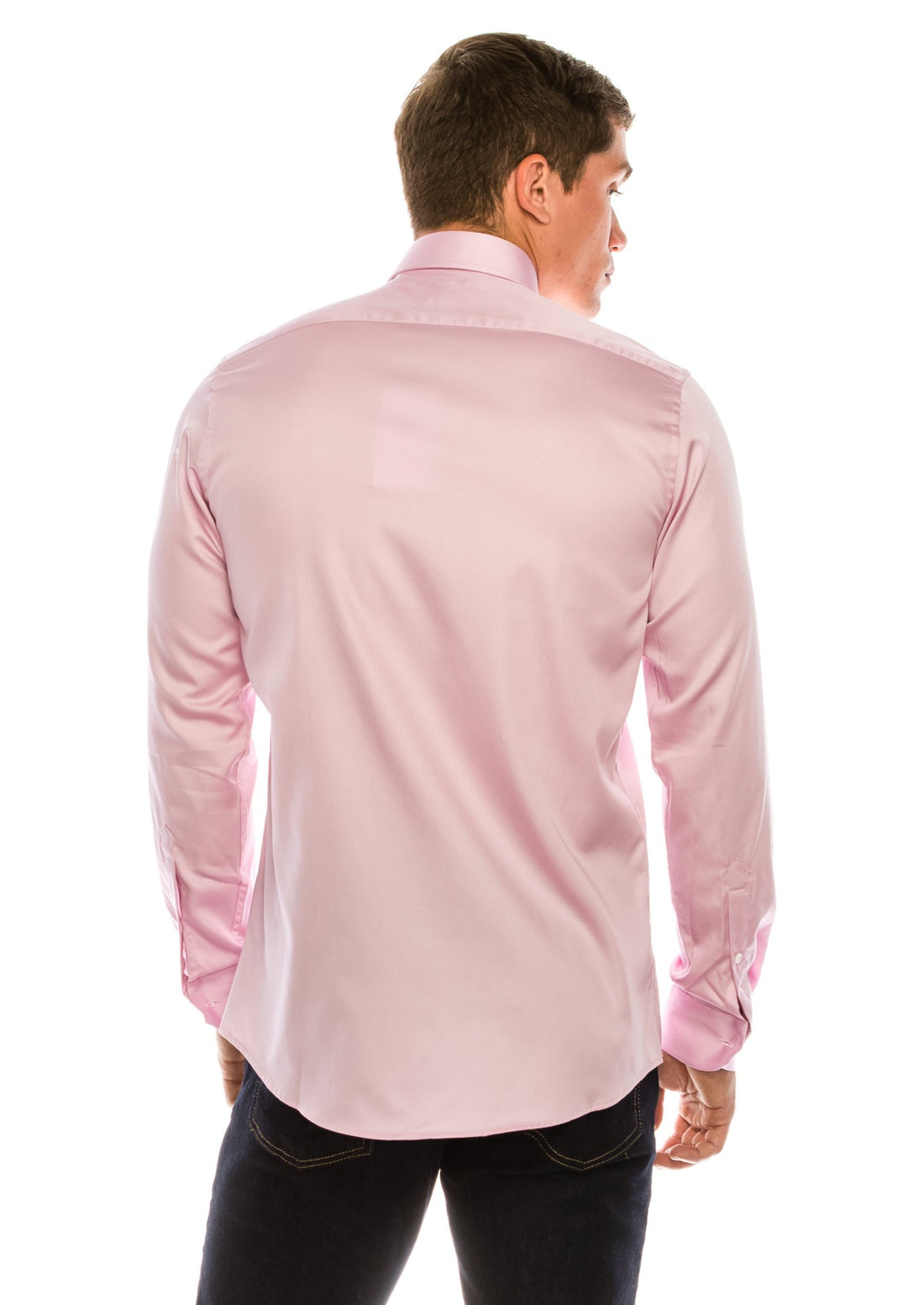 Pure Cotton Sateen Dress Shirt - Pink - Ron Tomson