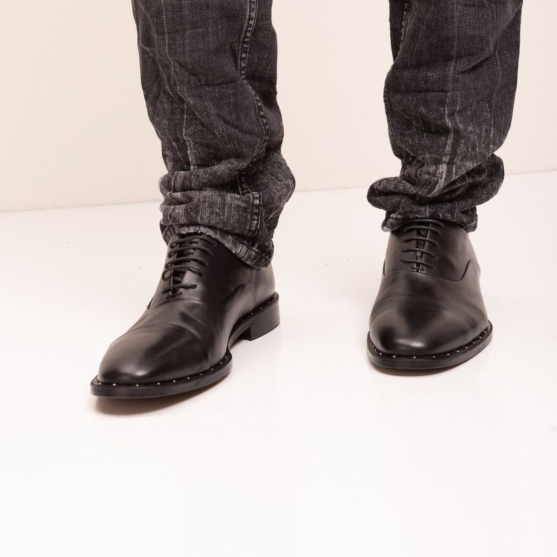 Ankara Leather Shoe - Black - Ron Tomson