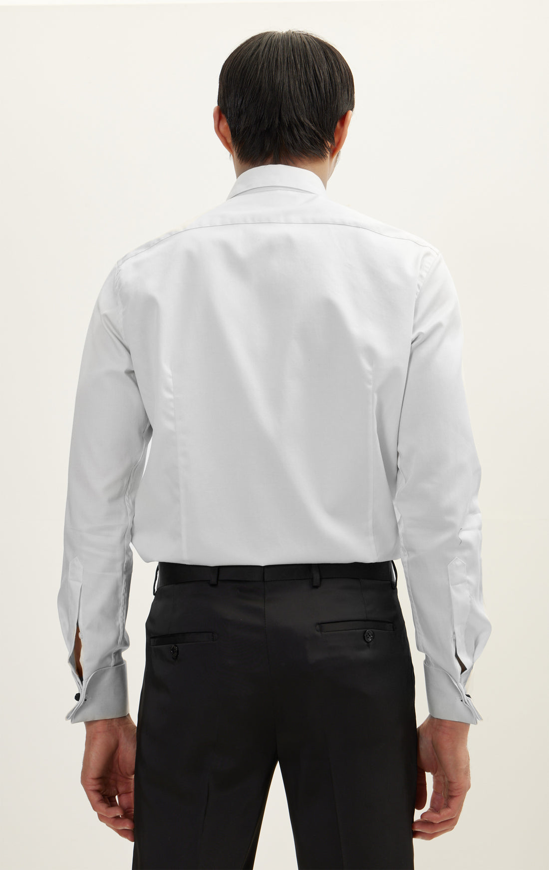 Slim Fit Jewel Button Sleek - Camisa de esmoquin de manga larga - Blanco