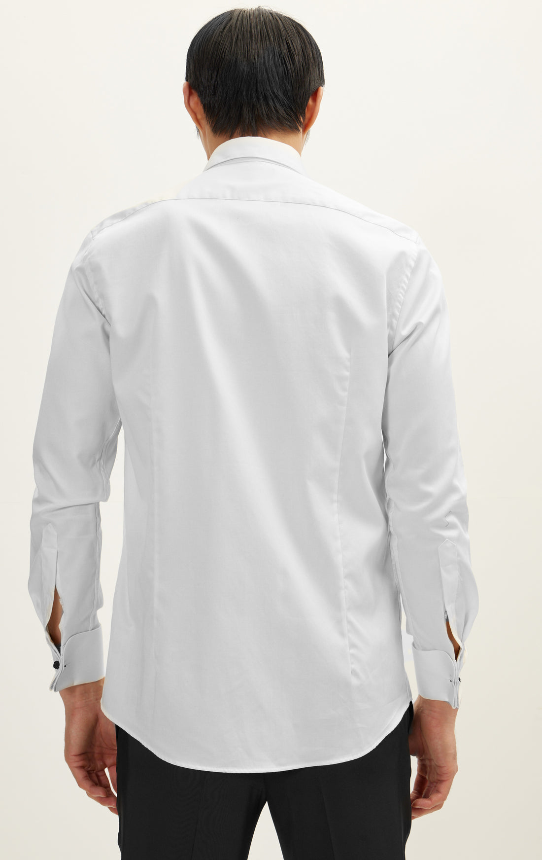 Slim Fit Jewel Button Sleek - Camisa de esmoquin de manga larga - Blanco