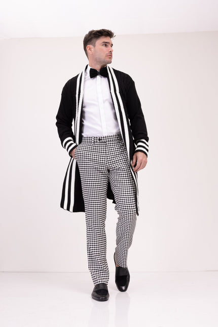 Longline Side Pocket Cardigan - BLACK - Ron Tomson