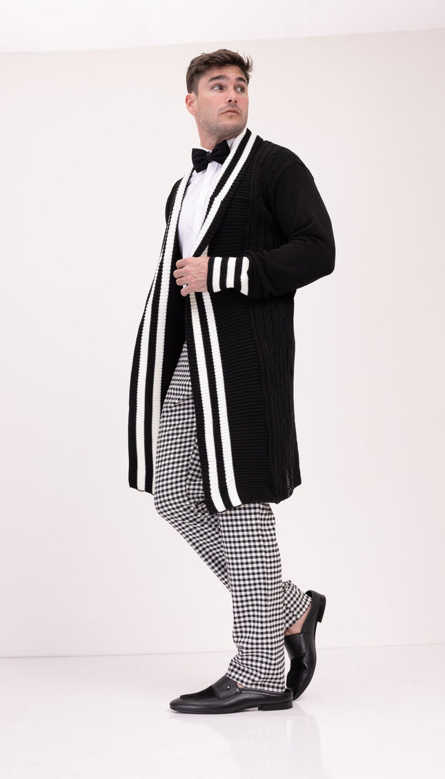 Longline Side Pocket Cardigan - BLACK - Ron Tomson
