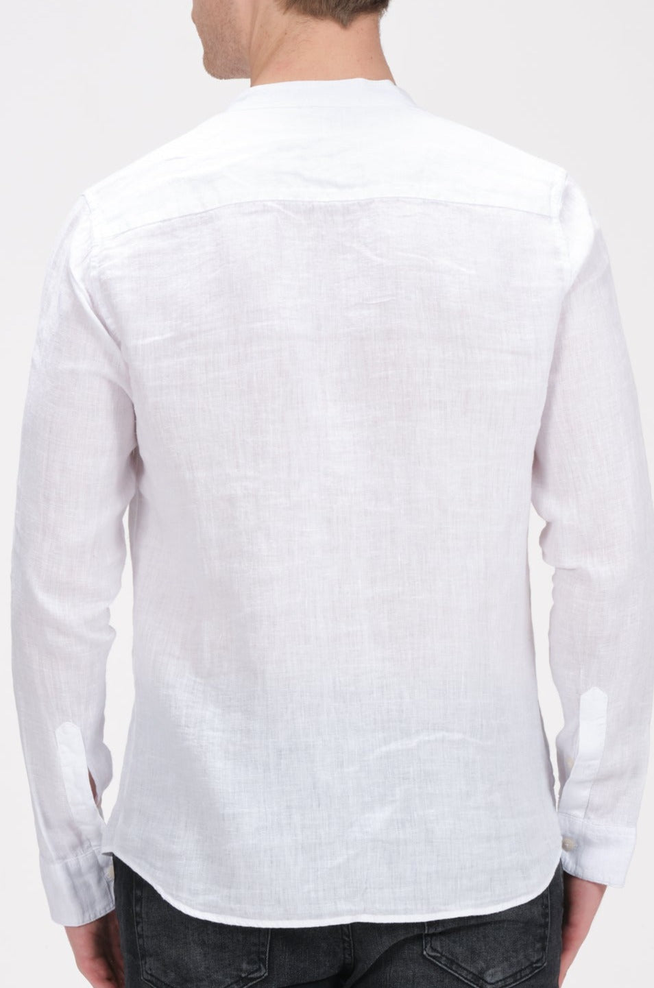 The Linen Grandad Shirt - Optic White - Ron Tomson