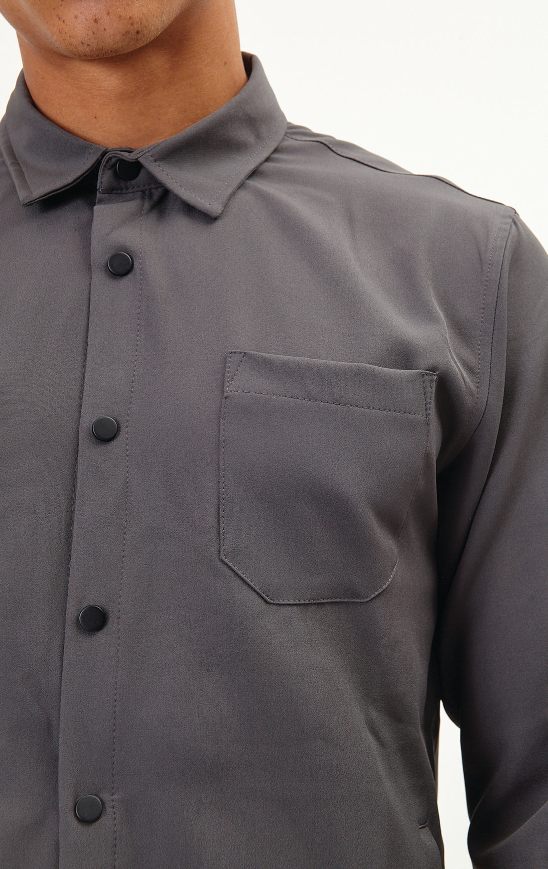 N° 4910 Tonal Button Up Shirt - Anthracite - Ron Tomson