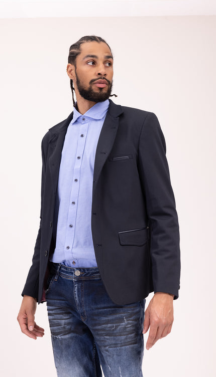 N° 5347 RT Symmetric Button Closure Jacket - Navy - Ron Tomson
