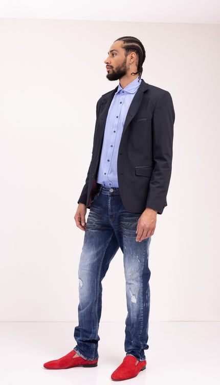 N° 5347 RT Symmetric Button Closure Jacket - Navy - Ron Tomson