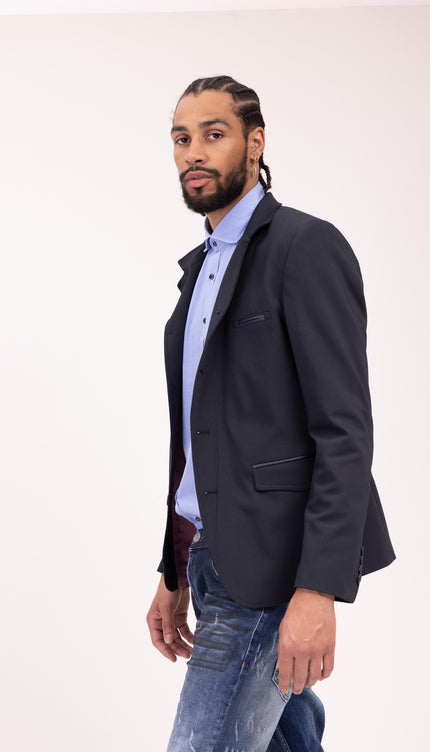 N° 5347 RT Symmetric Button Closure Jacket - Navy - Ron Tomson
