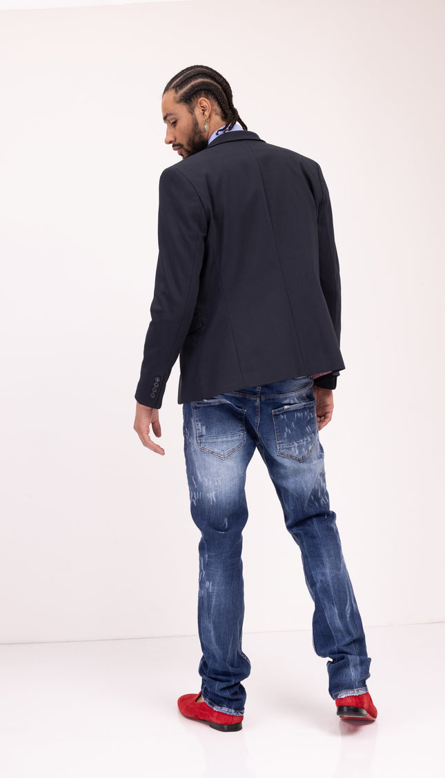 N° 5347 RT Symmetric Button Closure Jacket - Navy - Ron Tomson