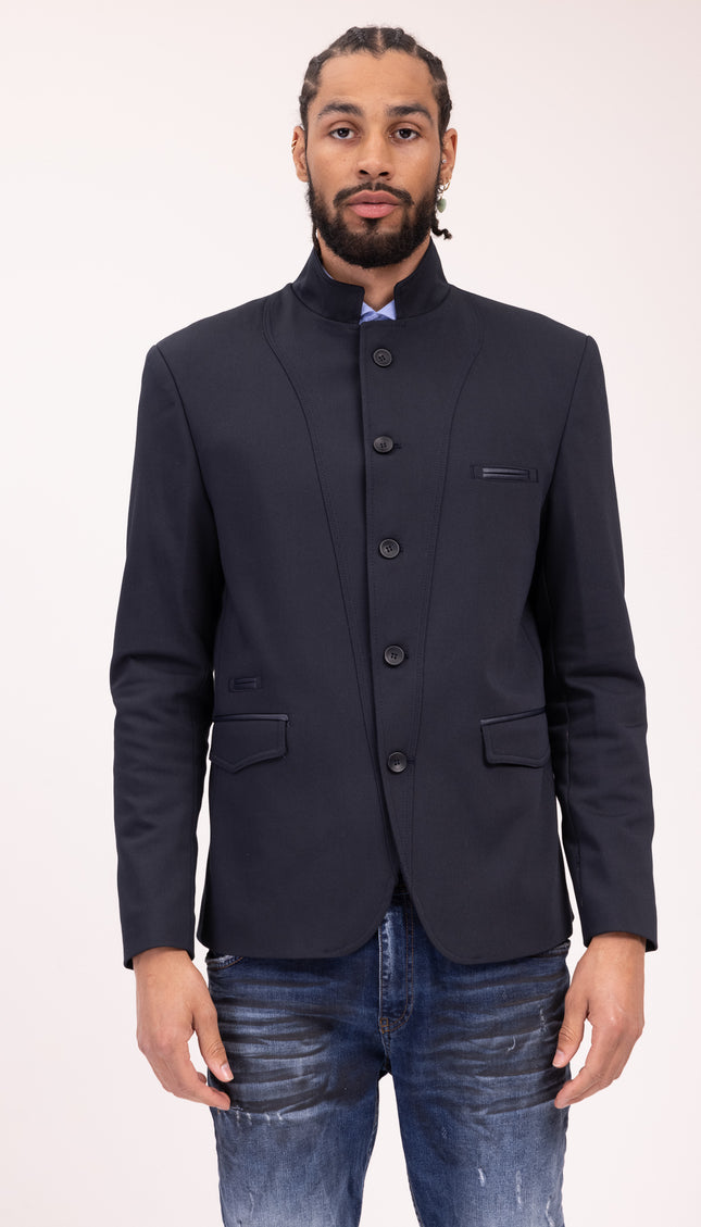 N° 5347 RT Symmetric Button Closure Jacket - Navy - Ron Tomson