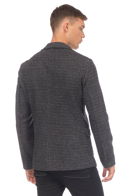 RAW EDGE FITTED CARDIGAN II - BLACK GREY - Ron Tomson, image 6 of 8