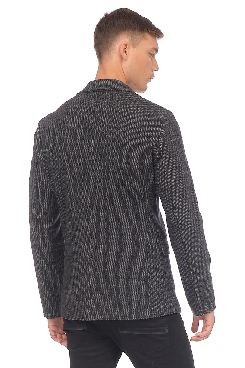 RAW EDGE FITTED CARDIGAN II - BLACK GREY - Ron Tomson