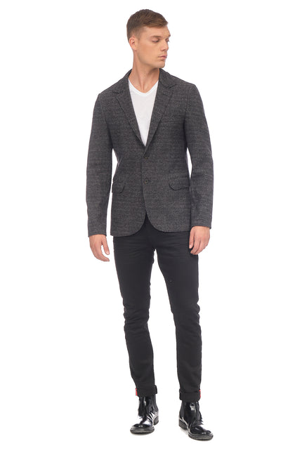 RAW EDGE FITTED CARDIGAN II - BLACK GREY - Ron Tomson, image 7 of 8