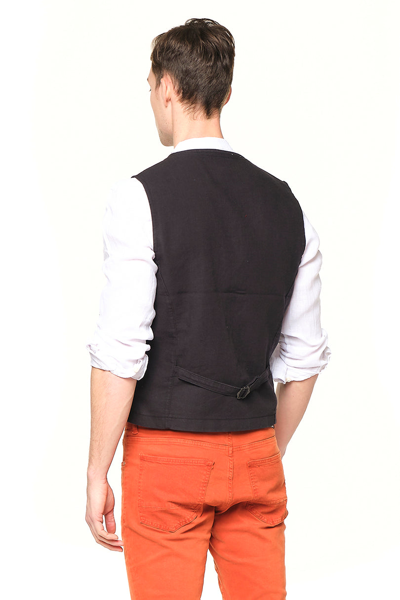 Pocket-watch chain Vest - BLACK GREY - Ron Tomson