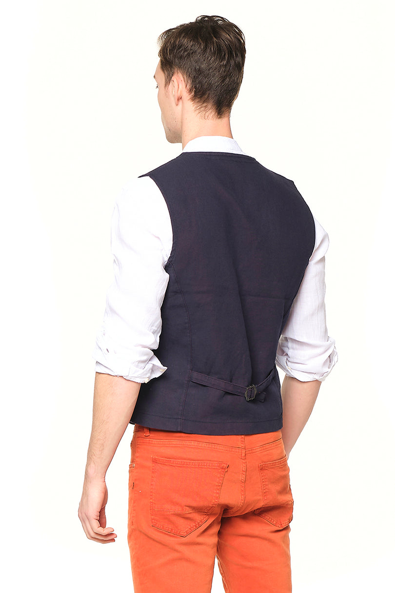 Pocket-watch chain Vest - NAVY RED - Ron Tomson