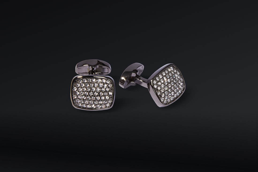 Crystals and Stainless Steel Cufflinks - Ron Tomson