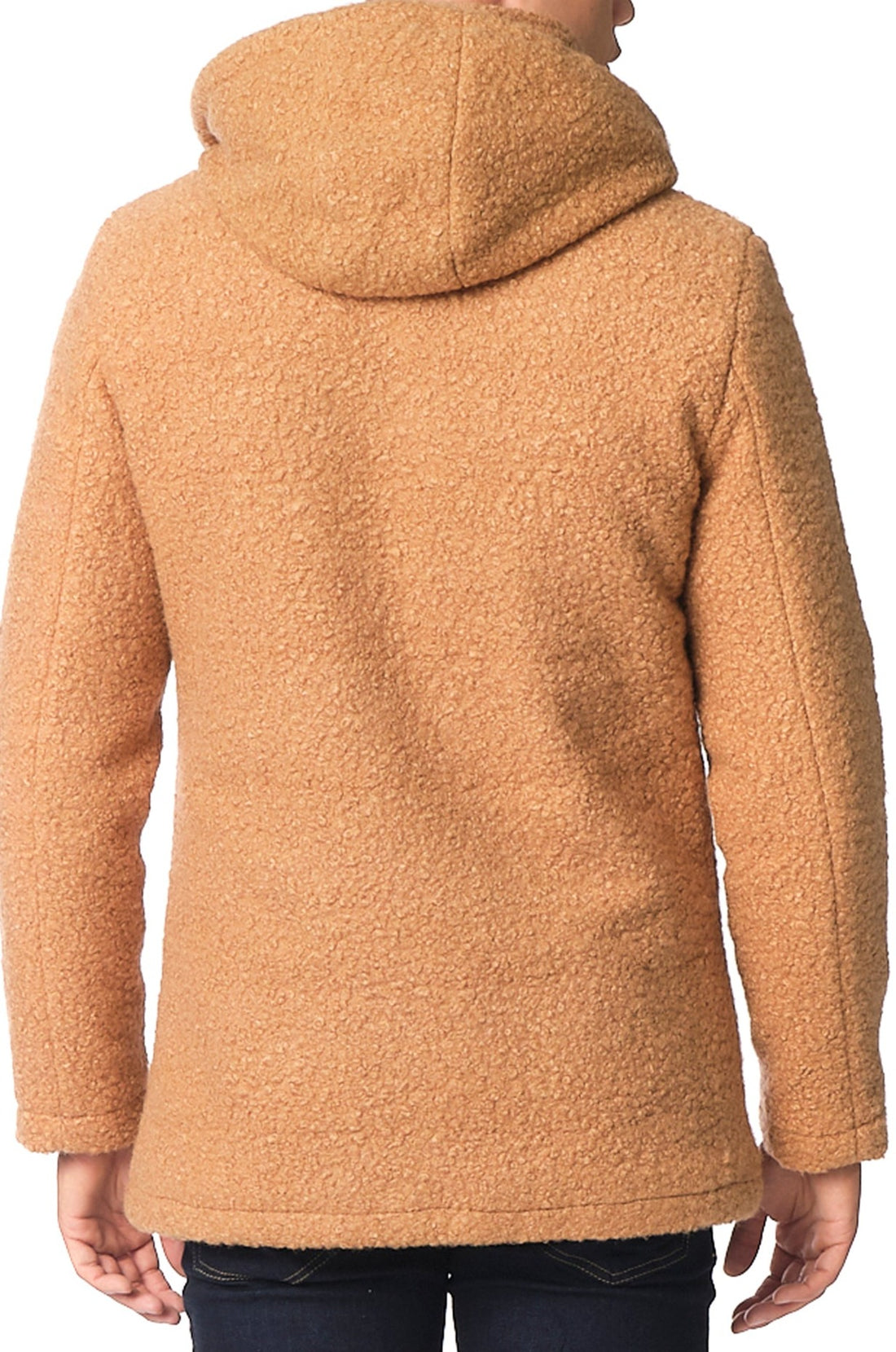 Grunge Hood Boucle Coat Quilted - CAMEL - Ron Tomson