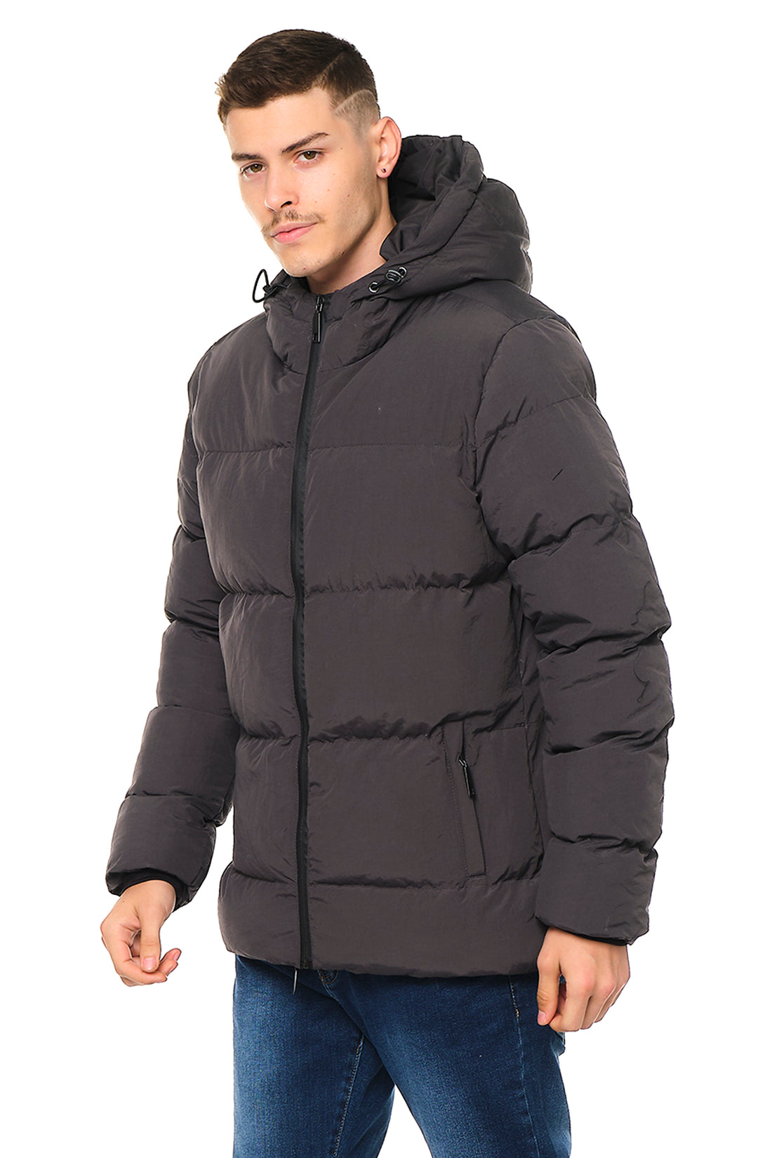 HOODED PADDED COAT - ANTHRACITE - Ron Tomson