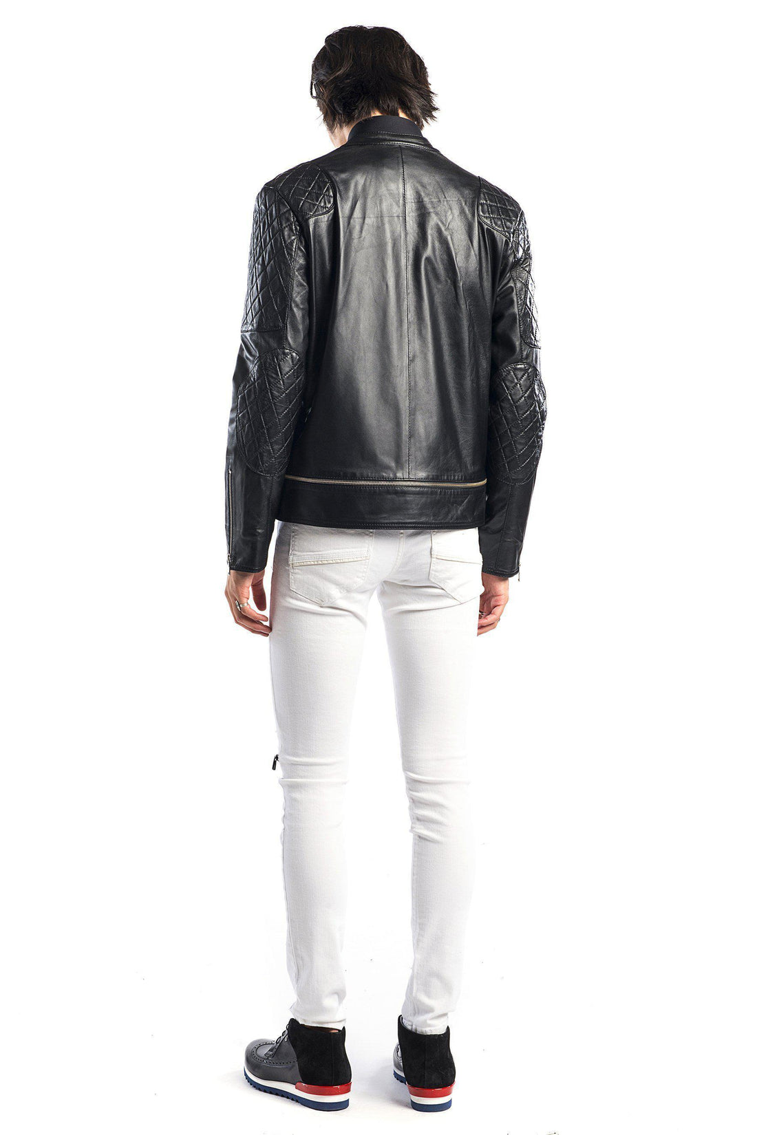 7802-Quilted Zip Leather Jacket - More Colors - Ron Tomson